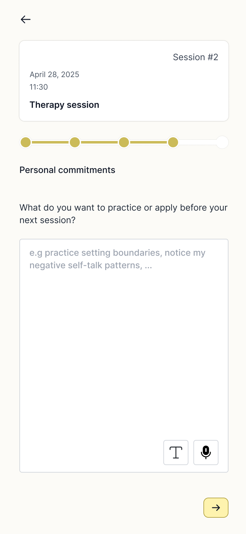 Questionnaire personal commitments